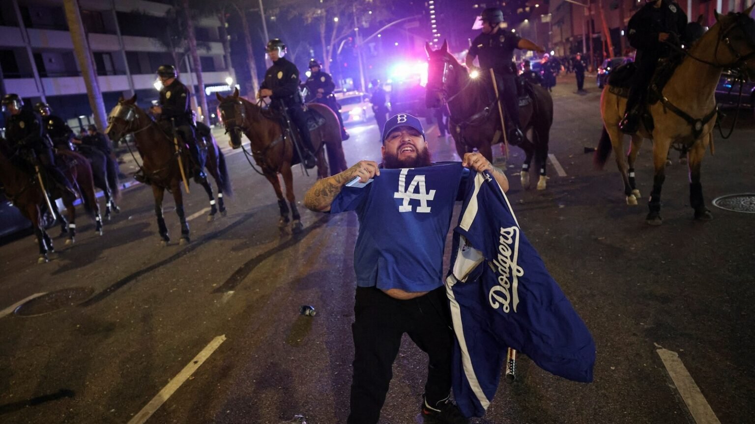 Officers clash with ‘hostile’ baseball fans in Los Angeles after Dodgers win World Series, police say