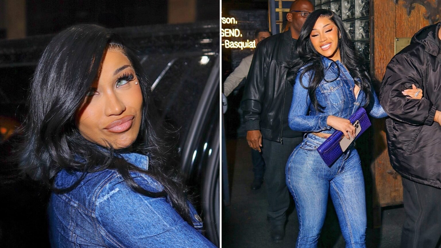 Cardi B Stuns in Skin-Tight Denim Outfit While Partying in NYC