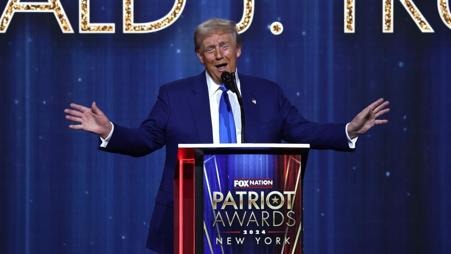 At Fox Nation awards ceremony, Trump boasts about recent conversations with foreign leaders, promises to ‘look at’ election system