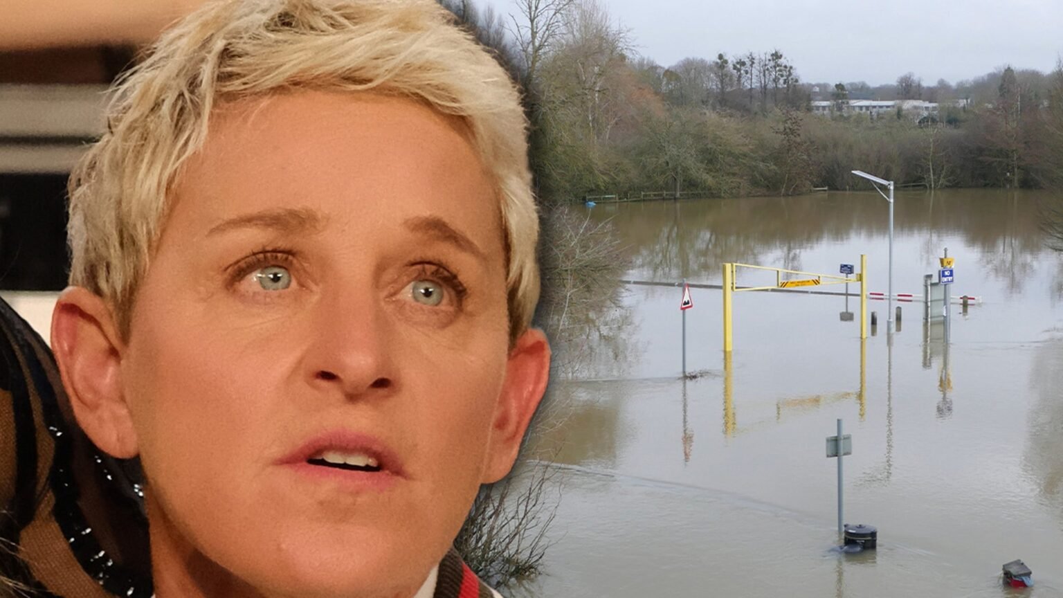 Ellen DeGeneres Barely Escapes Massive Flood in England