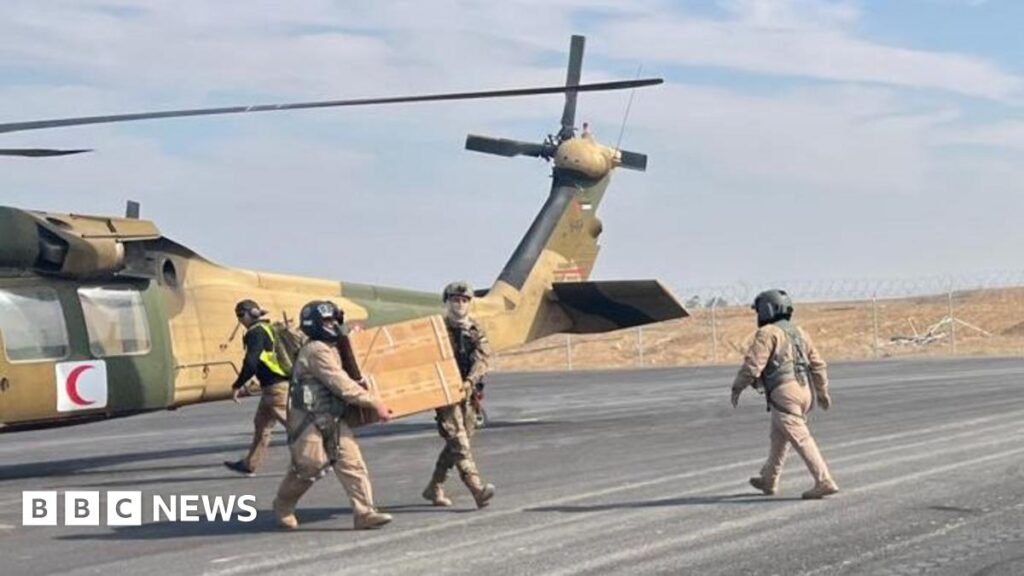 BBC travels with first Jordanian helicopter delivering aid to Gaza