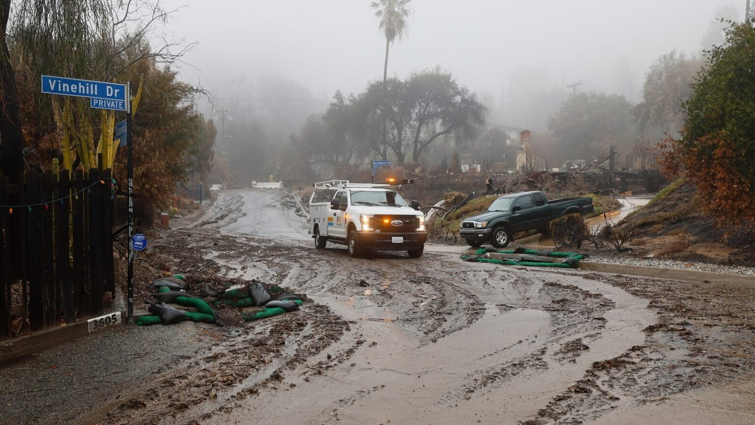 Heavy rain pounds fire-ravaged Los Angeles as severe storms barrel through