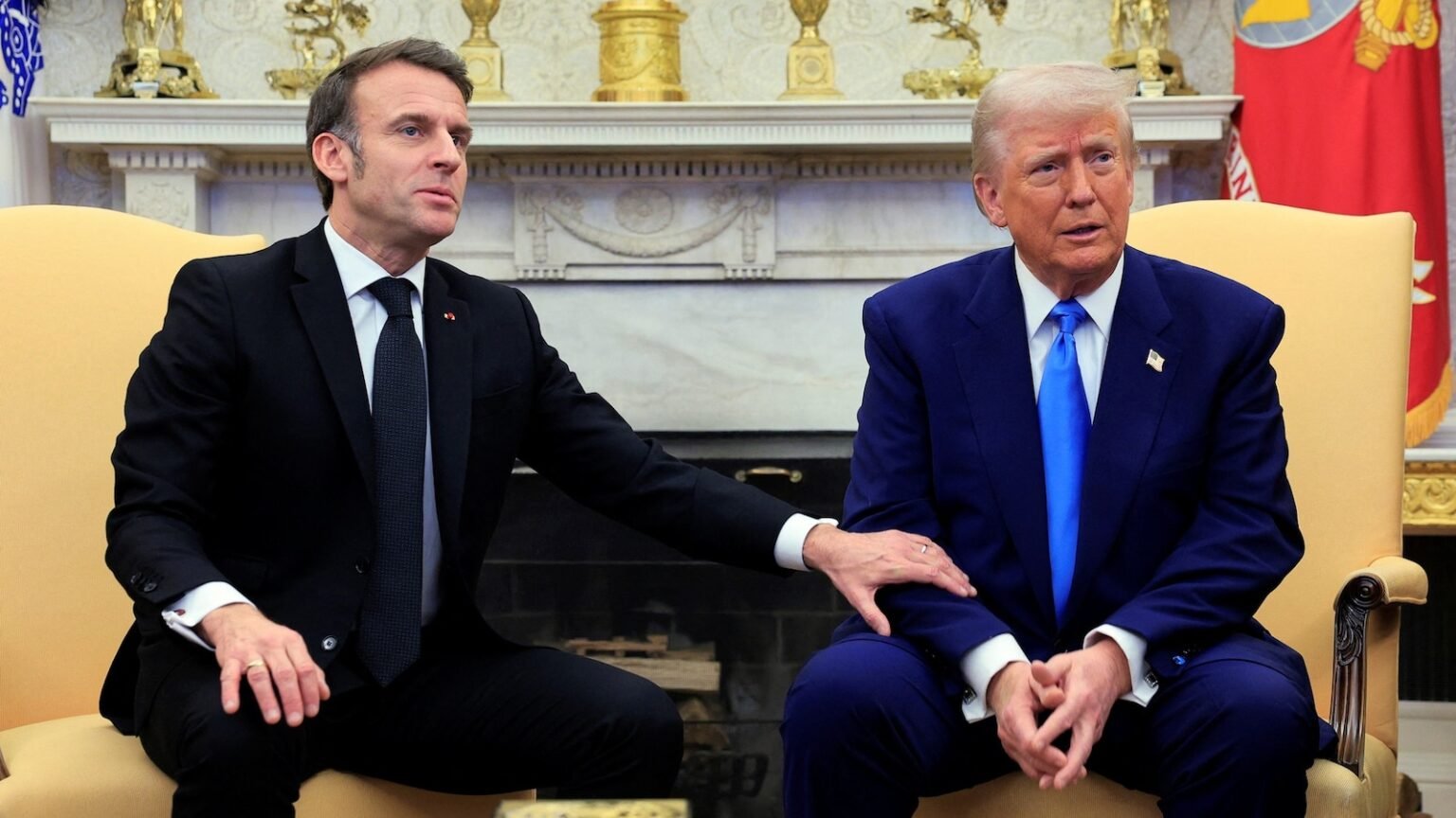 Macron warns Trump to ‘be careful’ on Ukraine, fact-checks him at the White House