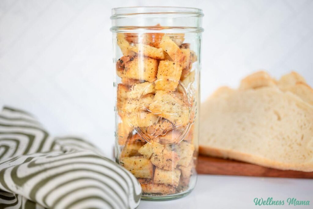 Garlic Parmesan Sourdough Croutons